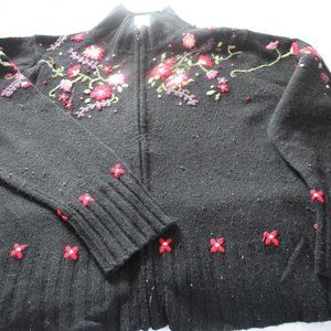 Talbots Petite black with floral embroidery